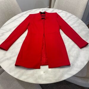 ZARA Basic Red Longline Tailored Blazer Coat | Size Small